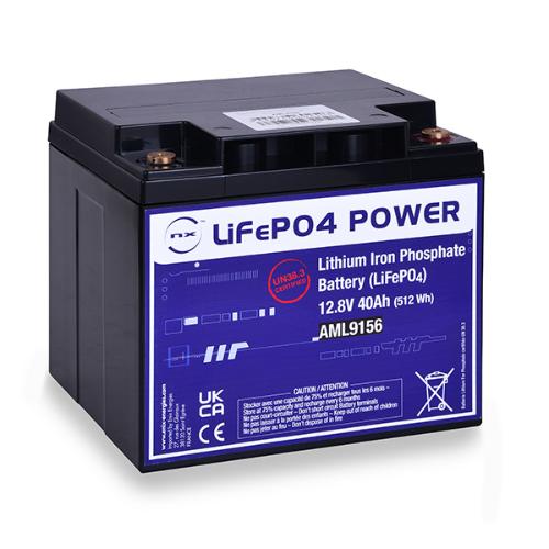 Batterie Lithium Fer Phosphate NX LiFePO4 POWER UN38.3 (512Wh) 12V 40Ah M6-F photo du produit 1 L