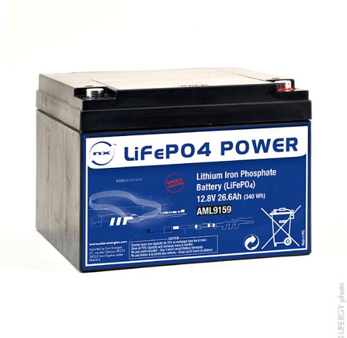 Batterie Lithium Fer Phosphate NX LiFePO4 POWER UN38.3 (340Wh) 12V 26.6Ah M5-F photo du produit 1 L