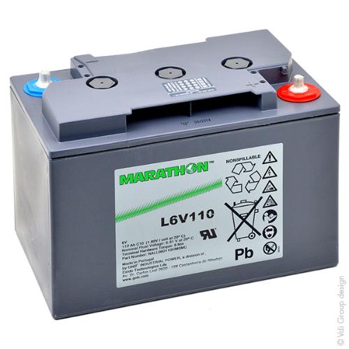 Batterie plomb AGM MARATHON L6V110 6V 112Ah M8-M photo du produit 1 L