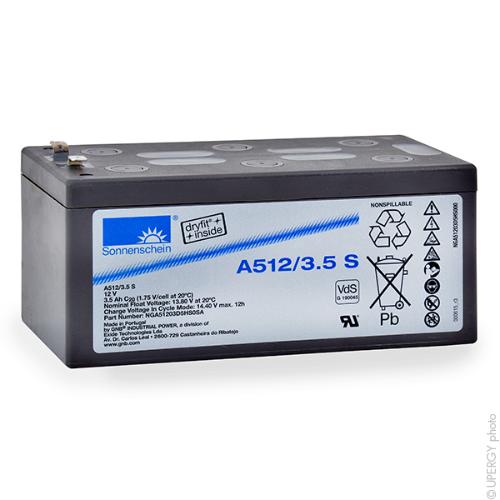 Batterie plomb etanche gel A512/3.5S 12V 3.5Ah F4.8 photo du produit 1 L