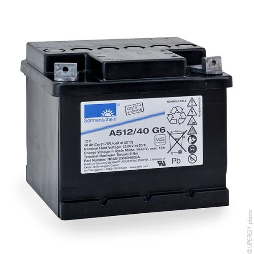 Batterie plomb etanche gel A512/40 G6 12V 40Ah M6-M photo du produit 1 L