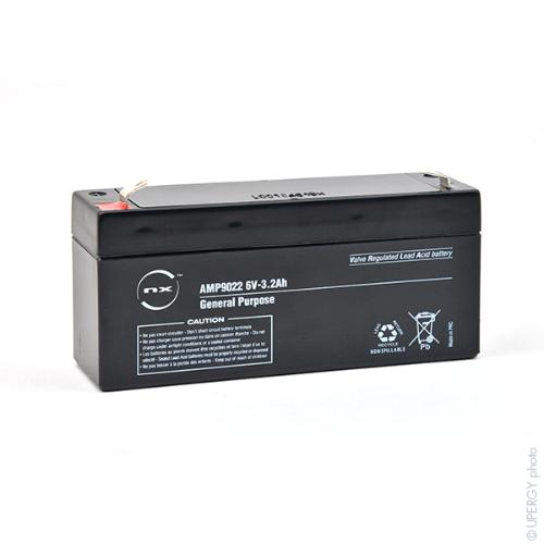 Batterie plomb AGM NX 3.2-6 General Purpose 6V 3.2Ah F4.8 photo du produit 1 L