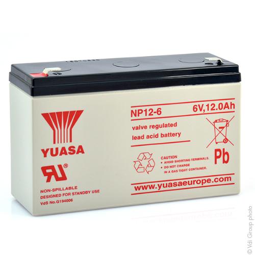 Batterie plomb AGM YUASA NP12-6 6V 12Ah F6.35 photo du produit 1 L