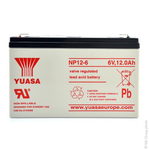 Batterie plomb AGM YUASA NP12-6 6V 12Ah F6.35 photo du produit 2 L