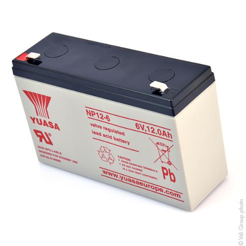 Batterie plomb AGM YUASA NP12-6 6V 12Ah F6.35 photo du produit 3 L