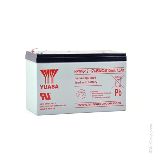 Batterie onduleur (UPS) YUASA NPW45-12L 12V 7.5Ah F6.35 photo du produit 1 L