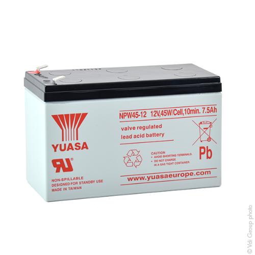 Batterie onduleur (UPS) YUASA NPW45-12L 12V 7.5Ah F6.35 photo du produit 2 L