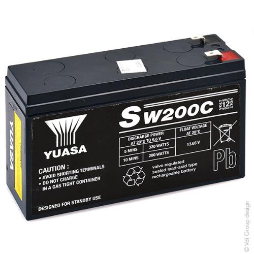 Batterie onduleur (UPS) YUASA SW200C 12V 5.8Ah F6.35/F4.8 photo du produit 1 L