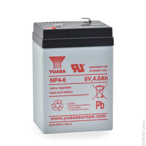 Batterie plomb AGM YUASA NP4-6 6V 4Ah F4.8 photo du produit 1 L