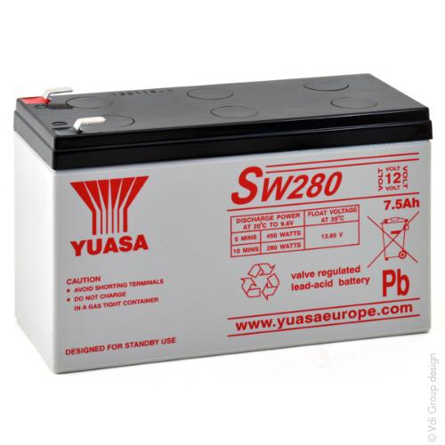 Batterie onduleur (UPS) YUASA SW280 12V 7.6Ah F6.35 photo du produit 1 L