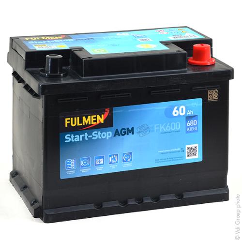 Batterie voiture FULMEN Start-Stop AGM FK600 12V 60Ah 680A photo du produit 1 L
