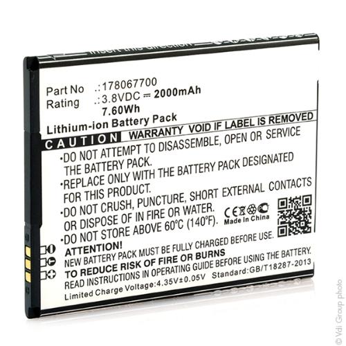 Batterie téléphone portable pour Mobiwire 3.8V 2000mAh photo du produit 3 L