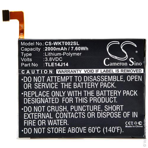 Batterie téléphone portable pour Wiko 3.8V 2000mAh photo du produit 1 L