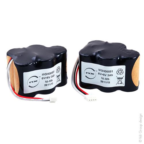 Batterie aspirateur 10x SC 2 * 5S1P 6V 3000mAh JST (ensemble de 2 batteries) photo du produit 1 L