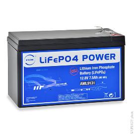 Batterie Lithium Fer Phosphate UN38.3 (96Wh) 12V 7.5Ah F6.35 photo du produit