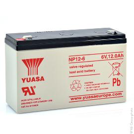 Batterie plomb AGM YUASA NP12-6 6V 12Ah F6.35 photo du produit