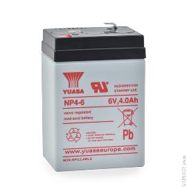 Batterie plomb AGM YUASA NP4-6 6V 4Ah F4.8 photo du produit