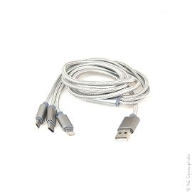 Câble multi-ports USB vers Micro-USB / USB C / Lightning photo du produit
