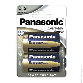Pile alcaline blister x2 Panasonic Everyday Power LR20 - D 1.5V 19.7Ah photo du produit